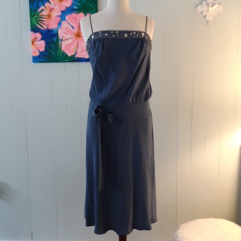 BCBG 100% blue silk dress